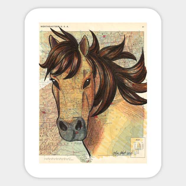 Chincoteague Pony on Map Sticker by lizstaley
